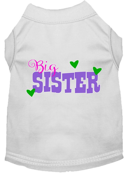 Big Sister Screen Print Dog Shirt White Lg